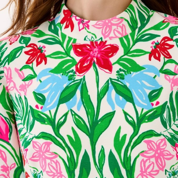 💚🩷 Lily Pulitzer- Agnes Skirted Romper-  Feather Cuffs- with MATCHING Headband🩷💚 - Picture 7 of 7